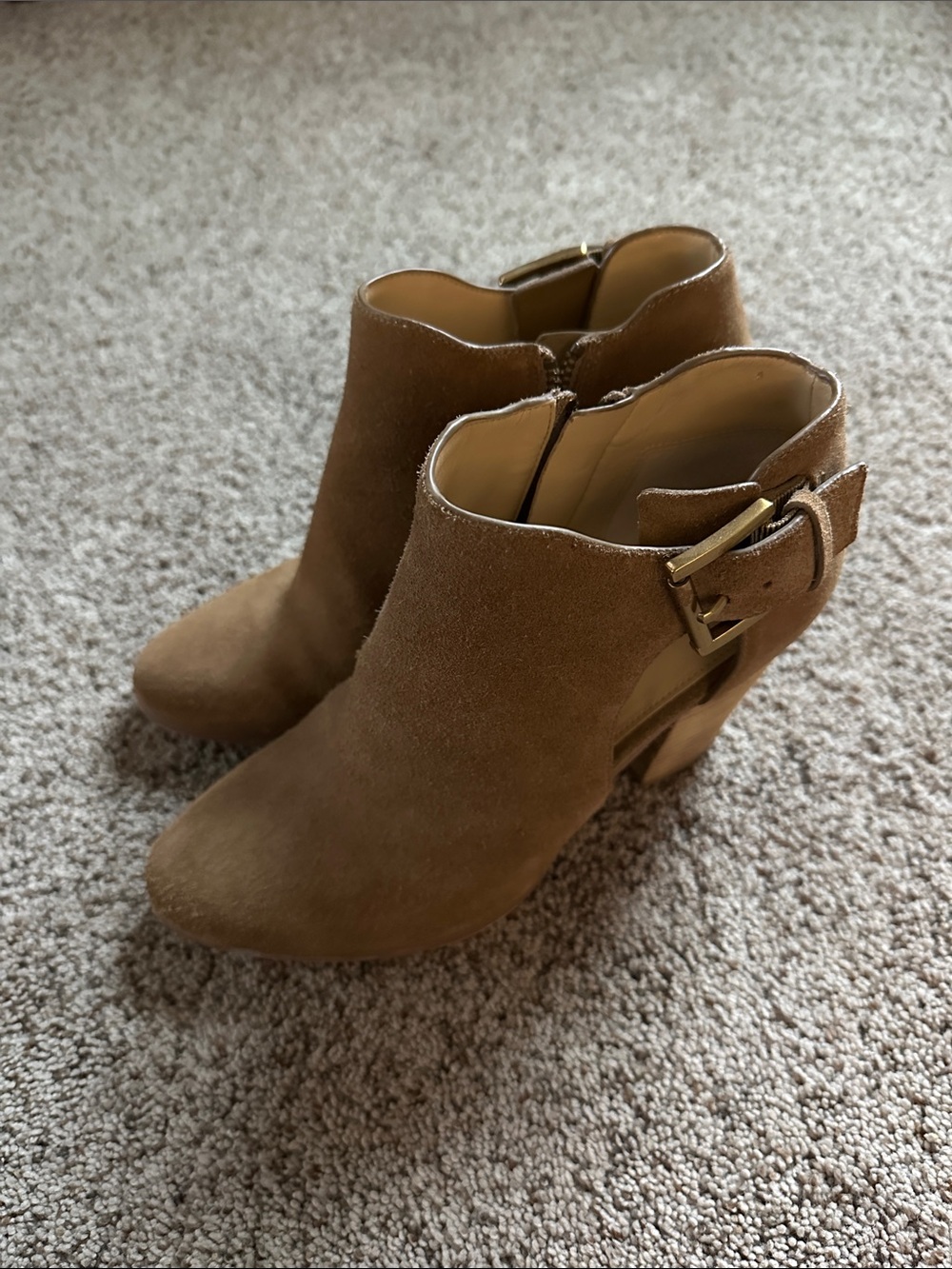 MICHAEL Michael Kors Suede Ankle Booties in Chestnut Brown